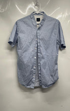 Load image into Gallery viewer, Armani Exchange Mens Blue Short Sleeve Collared Button-Up Shirt Size Medium