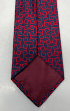 Load image into Gallery viewer, Valentino Mens Red Blue Geometric Silk Keeper Loop Adjustable Pointed Tie