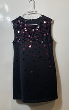 Load image into Gallery viewer, Alfani Womens Black Sleeveless Crew Neck Back-Zip Embellished Shift Dress Size 8