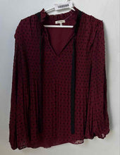 Load image into Gallery viewer, Max Studio Womens Burgundy Polka Dot Print Tie Neck Long Sleeve Blouse Top Sz L