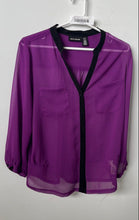 Load image into Gallery viewer, DKNY Jeans Womens Purple Black Long Sleeve Button Front Blouse Top Size Medium