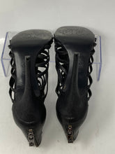 Load image into Gallery viewer, Authentic Tory Burch Womens Black Caged High Gladiator Heels Size 7.5M Worn