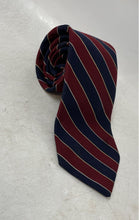 Load image into Gallery viewer, Paris Mens Burgundy Blue Printed Keeper Loop Adjustable Pointed Tie