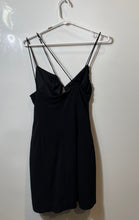 Load image into Gallery viewer, Zara Womens Black Sleeveless Asymmetric Draped Back Zip Mini Dress Size Large