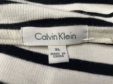 Load image into Gallery viewer, Calvin Klein Womens Black White Striped Knit Open Front Cardigan Sweater Size XL