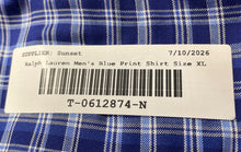 Load image into Gallery viewer, Ralph Lauren Mens Blue Plaid Cotton Long Sleeve Collared Button-Up Shirt Size XL