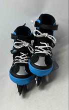 Load image into Gallery viewer, Lake Placid Kids Monarch Black Blue Adjustable Strap Ice Skates Size 6-9