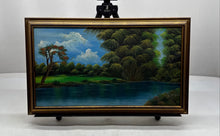 Load image into Gallery viewer, C. McGhie Landscape Framed Trees River Green Blue Signed Wall Decor Art Painting