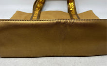 Load image into Gallery viewer, Gianni Bini Womens Gold Brown Canvas Sequin Double Handle Magnetic Tote Handbag