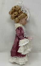 Load image into Gallery viewer, Victorian Style Pink Rose Lace Dress Blonde Hair Blue Eyes Porcelain Doll