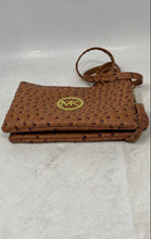 Load image into Gallery viewer, Michael Kors Womens Brown Ostrich Leather Adjustable Strap Crossbody Purse