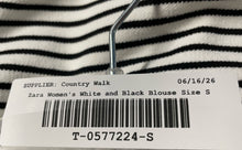 Load image into Gallery viewer, Zara Womens White Black Striped Sleeveless Sweetheart Neck Blouse Top Sz S w/Tag