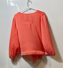 Load image into Gallery viewer, Vince Camuto Womens Orange Long Sleeve Tie Front Blouse Top Size Large
