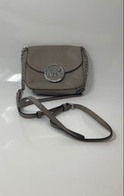 Load image into Gallery viewer, Michael Kors Womens Gray Leather Adjustable Strap Flap Small Crossbody Bag