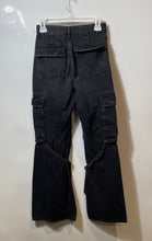 Load image into Gallery viewer, Zara Womens Black Denim Mid Rise Dark Wash Cargo Pockets Wide-Leg Jeans Size 0