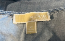 Load image into Gallery viewer, Michael Kors Womens Blue Short Sleeve Round Neck Side-Tie Blouse Top Size 3X