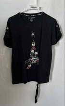 Load image into Gallery viewer, Karl Lagerfeld Womens Black Short Sleeve Eiffel Tower Graphic T-Shirt Size XS