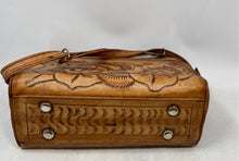 Load image into Gallery viewer, Womens Brown Genuine Leather Floral Print Shoulder Crossbody Handbag