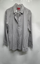 Load image into Gallery viewer, Hugo Boss Mens Gray Black Striped Print Slim-Fit Long Sleeve Dress Shirt Size 16