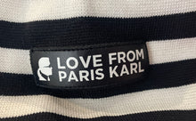 Load image into Gallery viewer, Karl Lagerfeld Womens Black White Striped Pullover Sweater Size Small