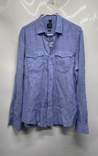 Load image into Gallery viewer, Armani Exchange Mens Blue Long Sleeve Collared Button-Up Shirt Size Medium