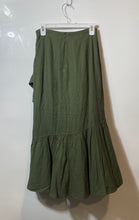 Load image into Gallery viewer, Zara Womens Green Ruffle Back-Zip Asymmetrical Midi Wrap Skirt Size XS