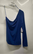 Load image into Gallery viewer, Guess Womens Blue One Shoulder Long Sleeve Blouse Top Size Small With Tag