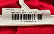 Load image into Gallery viewer, Zara Basic Womens Red Flat Front Slash Pocket Straight Leg Ankle Pants Size 4