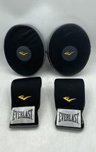 Load image into Gallery viewer, Everlast Black Gray Punch Mitts And Training Gloves Boxing Fitness Kit Set Of 4