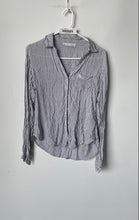 Load image into Gallery viewer, Abercrombie & Fitch Womens Gray White Striped Long Sleeve Button-Up Shirt Size S