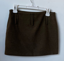 Load image into Gallery viewer, Mango Womens Green Wool Blend Flat Front Side Zip Short Mini Skirt Size 4