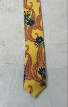 Load image into Gallery viewer, Alfredo Bendiani Mens Mustard Yellow Floral Paisley Print Adjustable Pointed Tie