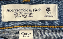 Load image into Gallery viewer, Abercrombie & Fitch Womens Blue Curve Love Ultra-High Rise Straight Jeans Sz 25