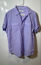 Load image into Gallery viewer, Calvin Klein Mens Purple Cotton Short Sleeve Collared Button-Up Shirt Size M