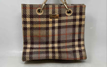 Load image into Gallery viewer, Spartina Womens Beige Plaid Double Handle Inner Pockets Shoulder Handbag