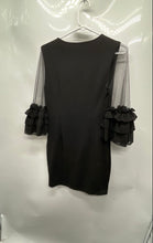 Load image into Gallery viewer, Forever 21 Womens Black Long Sleeve Ruffle Round Neck Sheath Dress Size M