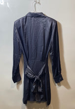 Load image into Gallery viewer, Zara Womens Gray Long Sleeve Waist Tie Button Front Shirt Dress Size Large