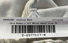 Load image into Gallery viewer, Zara Womens Off White Denim Raw Hem 5 Pocket Design Straight Jeans Size 04
