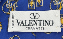 Load image into Gallery viewer, Valentino Mens Blue Printed Silk Adjustable Formal Designer Tie