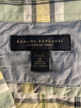 Load image into Gallery viewer, Banana Republic Mens Multicolor Plaid Print Cotton Soft Wash Dress Shirt Size M
