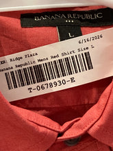 Load image into Gallery viewer, Banana Republic Mens Red Long Sleeve Collared Regular Fit Button-Up Shirt Size L