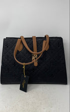 Load image into Gallery viewer, Grossi Womens Black Faux Leather Top Zipper Double Handles Tote Bag With Tags