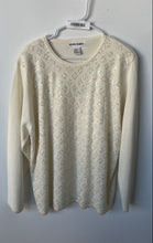 Load image into Gallery viewer, Alfred Dunner Womens Ivory Knitted Sequin Long Sleeve Pullover Sweater Size 2X