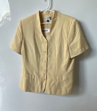 Load image into Gallery viewer, Kasper ASL Womens Yellow Short Sleeve V-Neck Pockets Five-Button Blazer Size 14