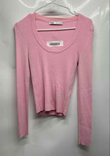 Load image into Gallery viewer, Zara Womens Pink Ribbed Knit Long Sleeve Scoop Neck Pullover Sweater Size M