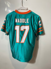 Load image into Gallery viewer, NFL Team Apparel Boys Aqua Miami Dolphins Jaylen Waddle #17 Jersey Size L 12/14