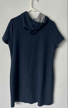 Load image into Gallery viewer, Calvin Klein Womens Blue Short Sleeve Hooded Drawstring Mini Dress Size Large