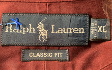 Load image into Gallery viewer, Ralph Lauren Mens Burgundy Cotton Classic Fit Long Sleeve Button-Up Shirt Sz XL