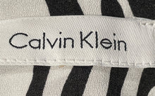 Load image into Gallery viewer, Calvin Klein Womens Black White Geometric Long Sleeve V-Neck Blouse Top No Size