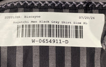 Load image into Gallery viewer, Bugatchi Uomo Mens Black Gray Striped Cotton Long Sleeve Button-Up Shirt Size XL